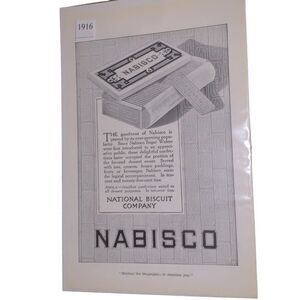 Vintage 1916 Nabisco National Biscuit Company Sugar Wafer AD Advertisement